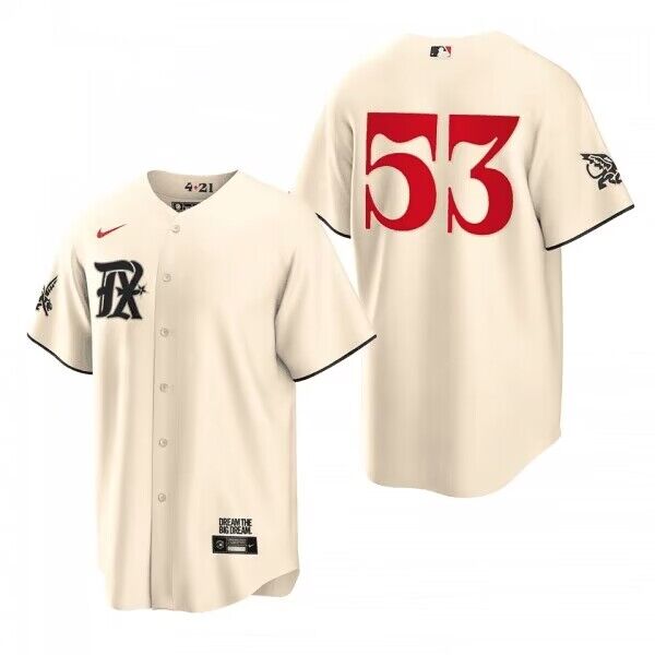 Men's Texas Rangers #53 Adolis Garc??a Cream 2023 City Connect Cool Base Stitched Baseball Jersey